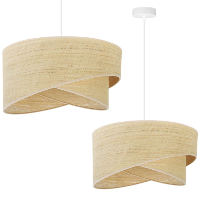 Lampa sufitowa wisząca Light Home LH Rattan skos 1xE27 linka biała abażur beżowy 1szt.