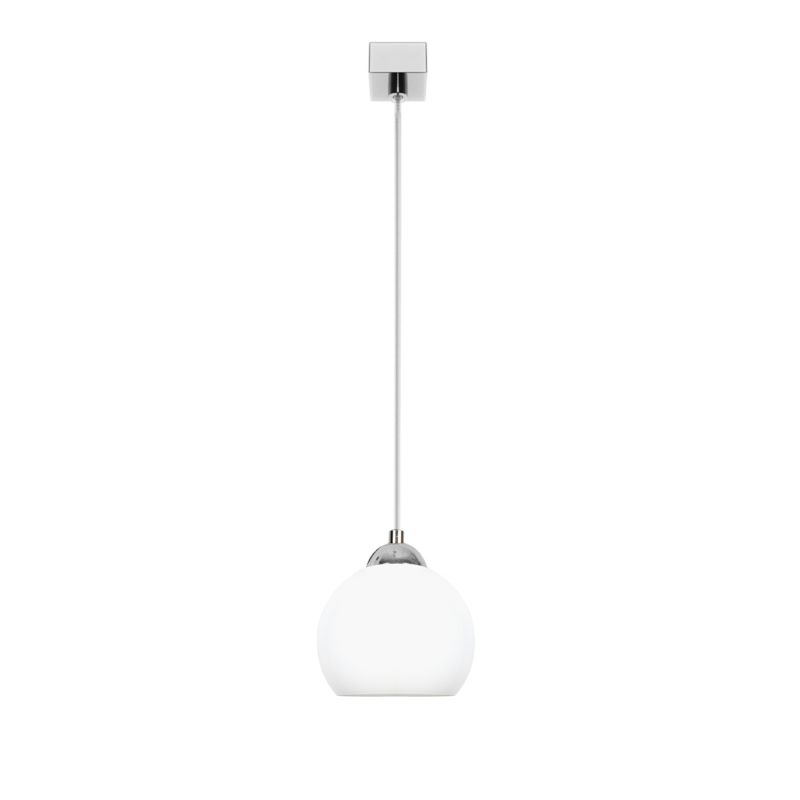 Lampa wisząca EDYLIT zwis 1xE27 biała kula chrom loft nad stół MOKA SILVER 13-685 1 szt.