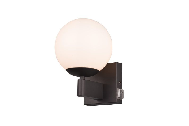 Kinkiet z włącznikiem Trio KULA czarny 1xE14x10W IP44 wym: 20x14x14cm - 1 szt.