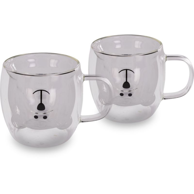 Szklanki Z Uchem Lamart LT9125 Miś Podwójna Ścianka 250ml 2szt