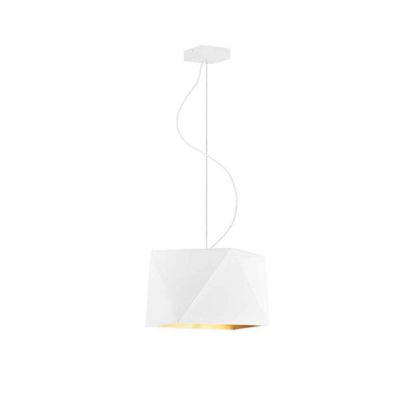 Lampa wisząca zwis Volta Light Factory żyrandol sufitowa z abażurem diament Biała ze złotem/biała BURNE 1szt.