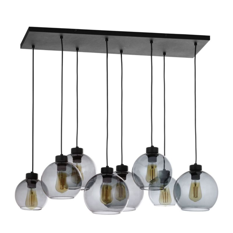 Lampa sufitowa wisząca TK-Lighting Cubus czarno-przezroczysty wym: 175 x 36 x 95 cm 8xE27 x 1 szt.
