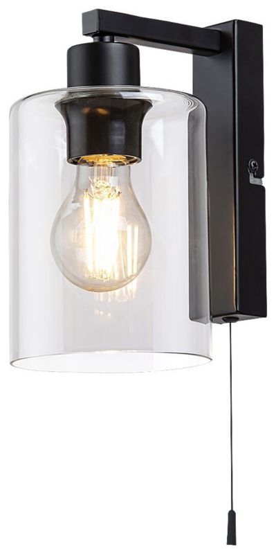 Kinkiet ścienny Rabalux Miroslaw czarny matowy-przezroczysty z włącznikiem 1 x E27 x 40W IP20 wym: 21 x 12 x 17,5 cm - 1 szt.