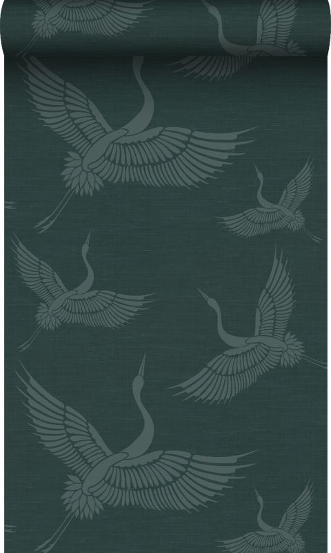 Tapeta Origin Wallcoverings żurawi petrol blue 53 cm x 10.05 m - 1 rol.