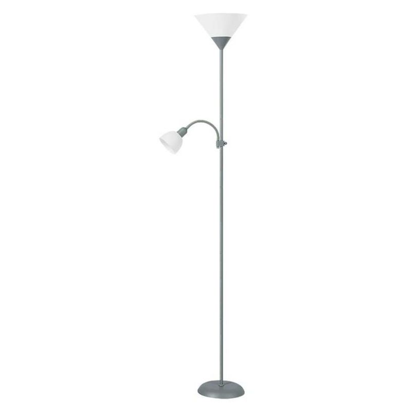 Lampa podłogowa stojąca Rabalux Action srebrno-biała 2 x E27 x 20W wym: 178 x 24,2 x 24,2 cm - 1 szt.
