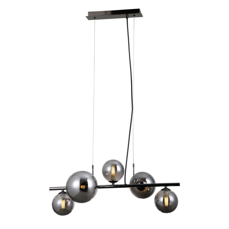 Lampa wisząca kule na sticku Italux Canello czarny chrom 5xG9x5W IP20 wym:120x63x31cm - 1 szt.