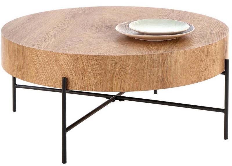 Stolik kawowy Halmar loft okrągły 80x37 cm dąb naturalny 1 szt.