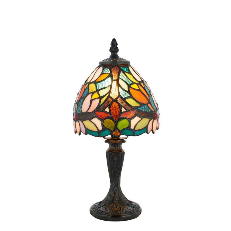 Lampa stołowa art deco Tiffany SYLVETTE brązowa 1xE14x15W IP20 wym:31,5x15x15cm - 1 szt.