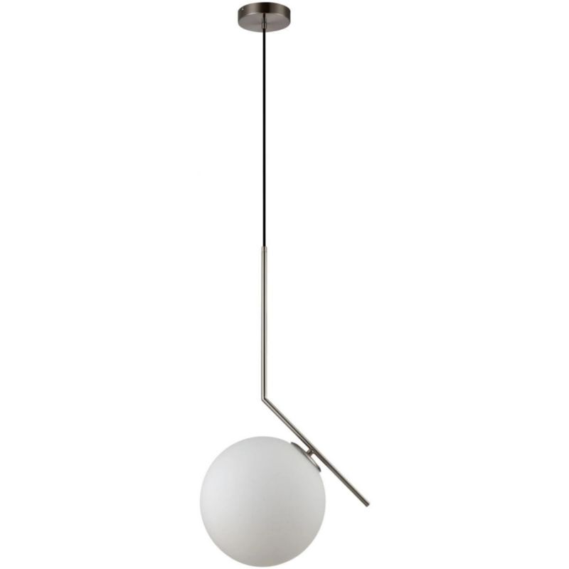 Lampa wisząca biała kula Italux Mondo nikiel satynowany 1xE27x11W IP20 wym:92x31,7x25cm - 1 szt.