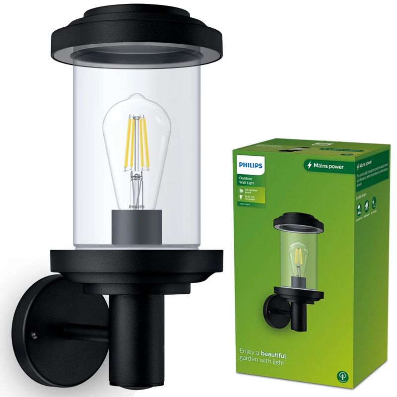 Kinkiet zewnętrzny Philips elewacyjny LISTRA E27 IP44 czarny 1 szt.