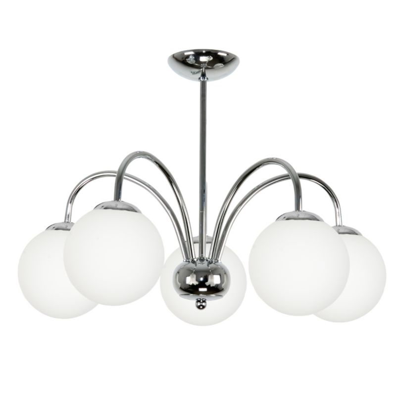Lampa wisząca EDYLIT glamour kule białe chrom 5xE14 nowoczesna DORIN 7-260 1 szt.