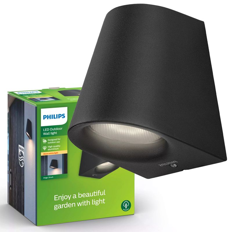 Kinkiet Ogrodowy Virga Philips Lampa Elewacyjna Zewnętrzna LED 3W 270lm 2700K IP44 Czarna 1 szt.