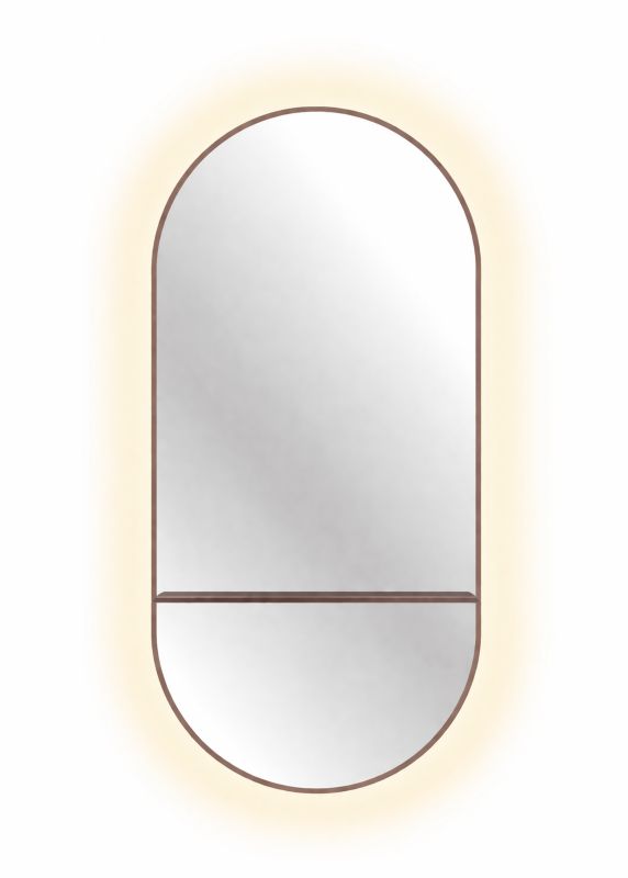 Lustro podświetlane Cordia Plus Oval Line LED Backlight w miedzianej ramie z półką 100x50cm 1szt
