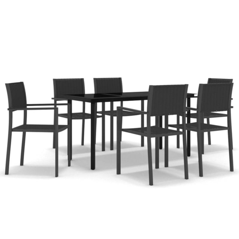 Zestaw mebli ogrodowych jadalniany WaszeMeble 6-osobowy HDPE i stal czarny WM-3099266 1 kpl