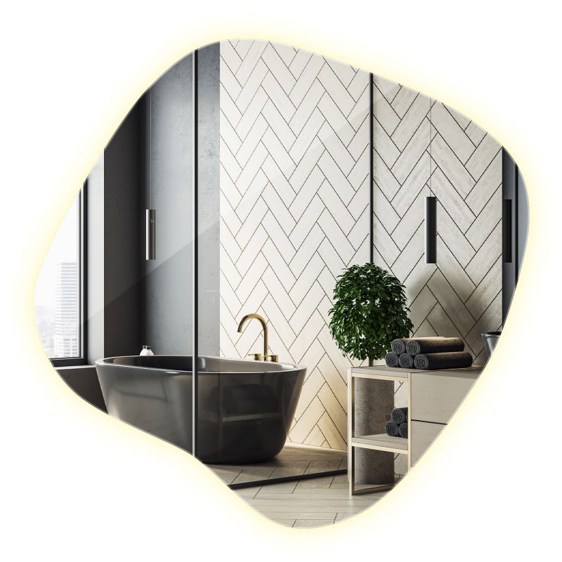 Lustro Ścienne Led Wallfluent 57x58 cm do Przedpokoju Industrialne Luksusowe Neutralne Światło 1 szt.