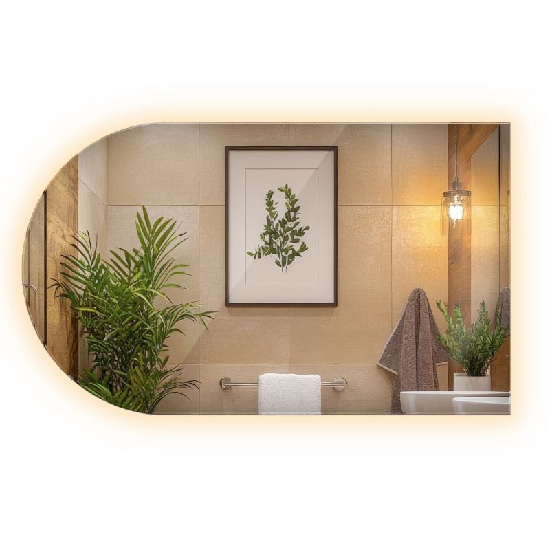 Lustro Owalne Ścięte LED ArtPrintCave 45 x 80 cm Ciepłe Designerskie Na Ścianę Do Przedpokoju 1 szt.