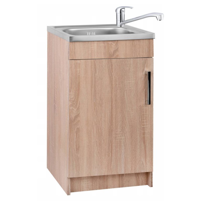 Szafka Kuchenna Stamar Dąb Sonoma + Zlewozmywak 500 x 400mm + Bateria Obrotowa Syfon 1 szt
