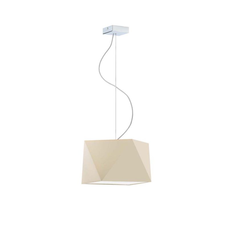 Lampa wisząca zwis Volta Light Factory żyrandol sufitowa z abażurem diament ecru/chrom BURNE 1szt.