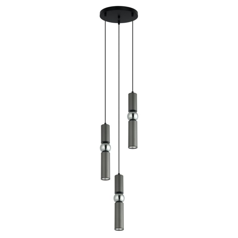 Lampa wisząca detal chrom Italux Isidora czarna 3xGU10x25W IP20 wym:130x26x26cm - 1 szt.