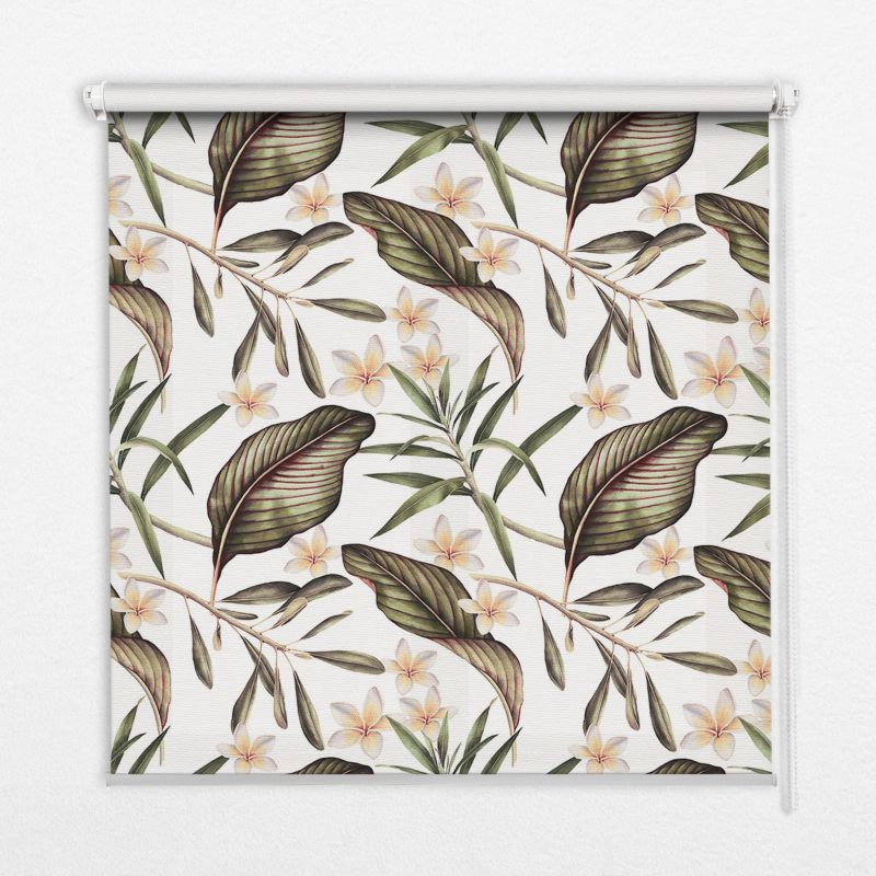 Roleta Do Sypialni Tulup 150x140 cm Kwiaty Z Łodygami Montaż do ściany/sufitu 1 szt.