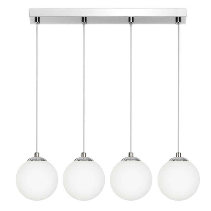 Lampa wisząca listwa EDYLIT 4xE14 białe kule chrom glamour nowoczesna PELOTE 14-391 1 szt.