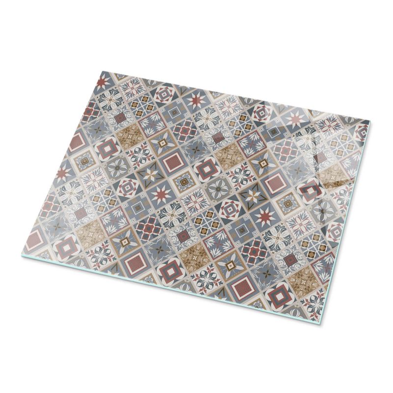 Szklany Blat ArtPrintCave 80x60 cm Wzór mozaikowy z ornamentami Stolik Nocny Sypialnia Szklany Design 1 szt.