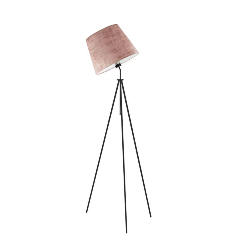 Lampa stojąca Volta Light Factory podłogowa przegubowa regulowana trójnóg z abażurem różowy welur stożek DECO 1szt.