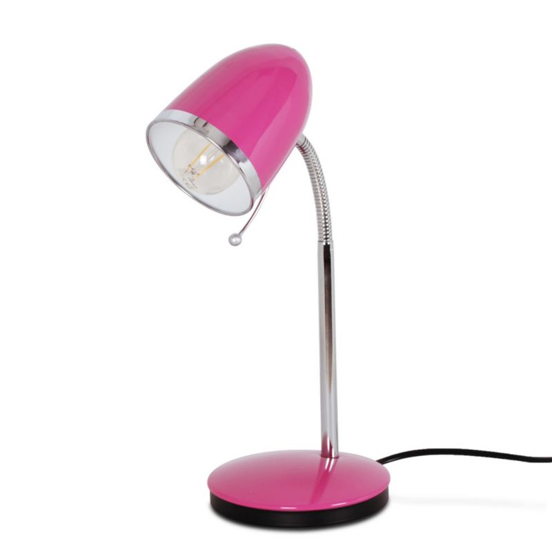 Lampa biurkowa Kaja Kajtek różowo-chromowana 1 x E27 x 40W IP20 wym: 36 x 24 x 15 cm metal - 1 szt.
