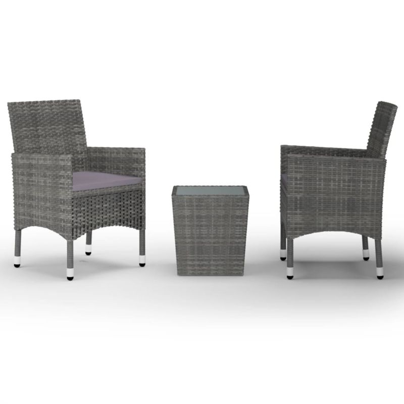 Zestaw mebli ogrodowych bistro WaszeMeble polirattan szary z poduszkami WM-3058359 1 kpl