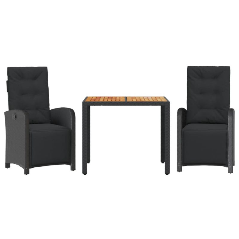 Zestaw mebli ogrodowych bistro WaszeMeble polirattan czarny z poduszkami WM-3212474 1 kpl