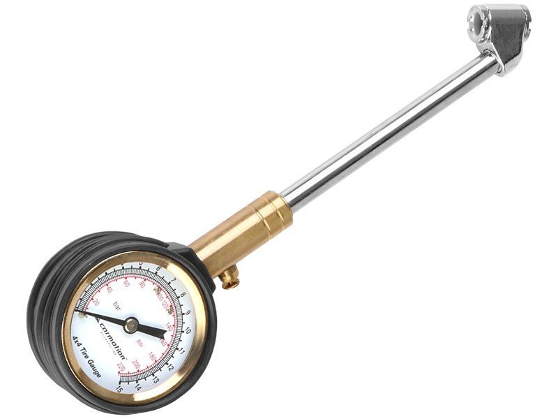 Ciśnieniomierz do kół 12 BAR z obrotowym zegarem i metalową rurką 15 cm, Carmotion, 1 szt.