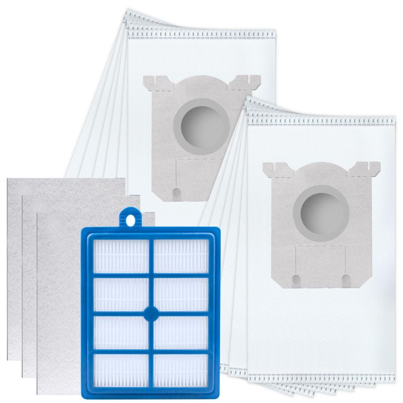 Worki do odkurzacza, Sillar, syntetyczne, 12szt + filtr Hepa, 3x filtr wlotowy, zamiennik do AEG Electrolux Philips, zestaw, 1szt.
