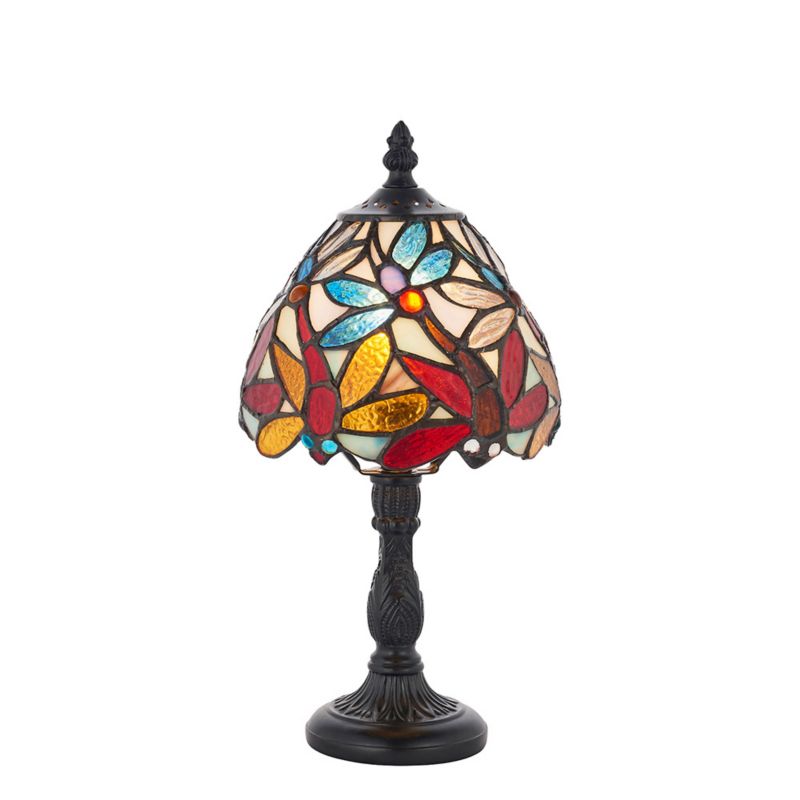 Lampa stołowa ozdobna Tiffany LORETTE multikolor czarna 1xE14x15W IP20 wym:32x15x15cm - 1 szt.