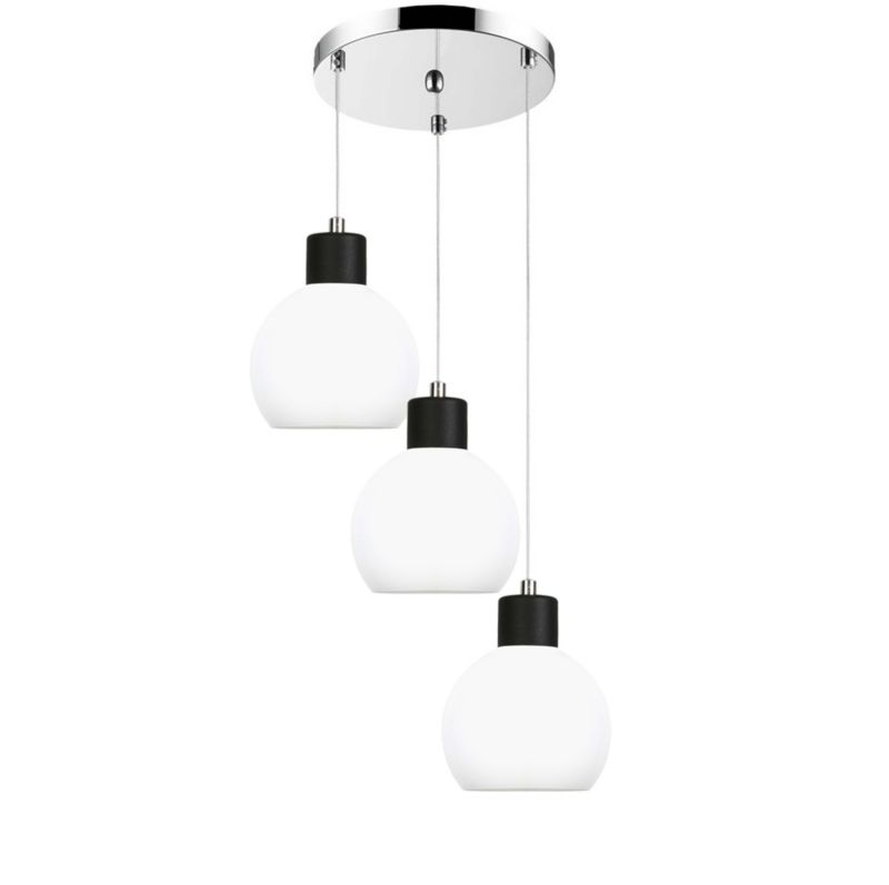 Lampa wisząca EDYLIT sufitowa zwis kaskada białe kule nad stół chrom LED 3xE27 MOKA 14-132 1 szt.