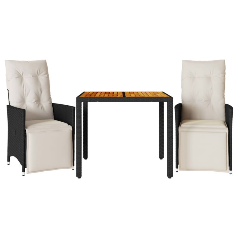 Zestaw mebli ogrodowych bistro WaszeMeble polirattan czarny z poduszkami WM-3276855 1 kpl
