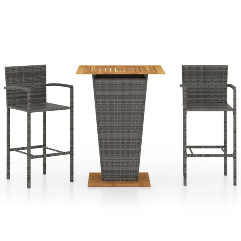 Zestaw mebli ogrodowych barowy WaszeMeble 2-osobowy polirattan szary WM-3064869 1 kpl