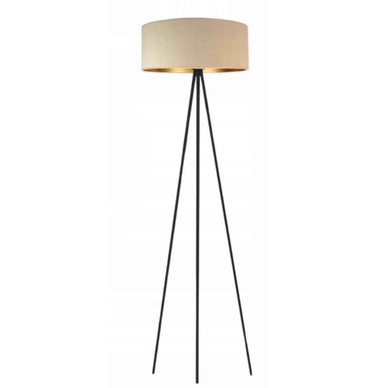 Lampa stojąca Volta Light Factory podłogowa trójnóg z abażurem beżowy ze złotem walec 40cm JOLLY 1szt.