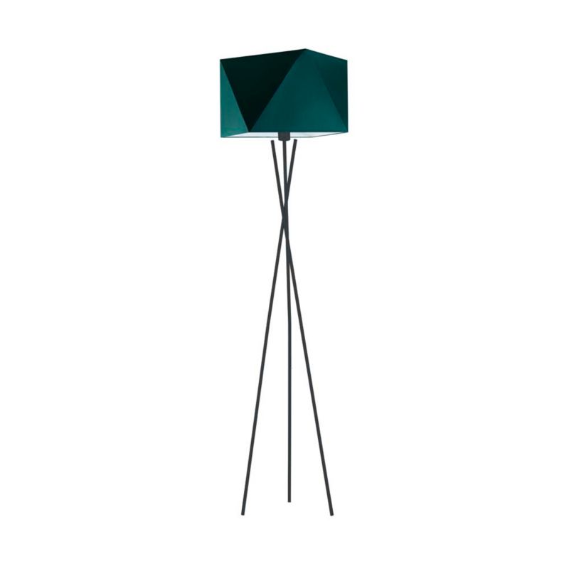 Lampa stojąca Volta Light Factory podłogowa trójnóg z abażurem butelkowa zieleń diament MORIS 1szt.