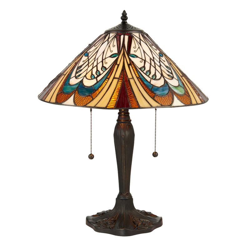 Lampa stołowa artystyczna Tiffany HECTOR multikolor czarna 2xE27x20W IP20 wym:55,5x40x40cm - 1 szt.