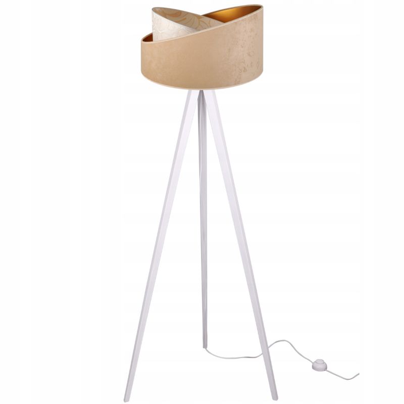 Lampa podłogowa trójnóg Light Home LH Werona Drewno 1x E27 60W beż/biały 1szt.