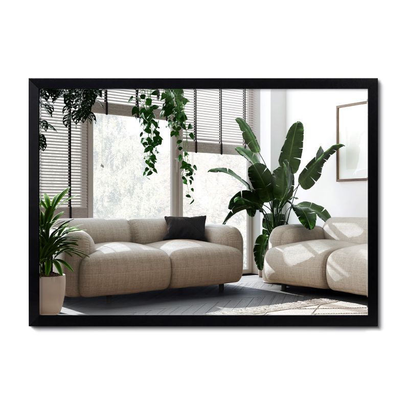 Nowoczesne Lustro Ścienne Wallfluent 70 x 50 cm w Czarnej Ramie 1 szt.