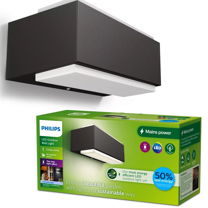 Kinkiet Ogrodowy Stratosphere Philips Lampa Elewacyjna Zewnętrzna LED 3.8W 800lm 4000K Antracyt 1 szt.