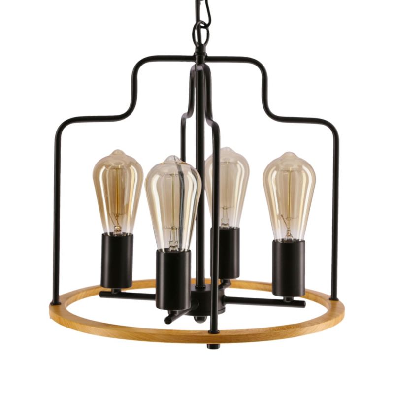 Lampa sufitowa drewniana obręcz Candellux Datus czarna 4xE14x40W IP20 wym:135x36x36cm - 1 szt.