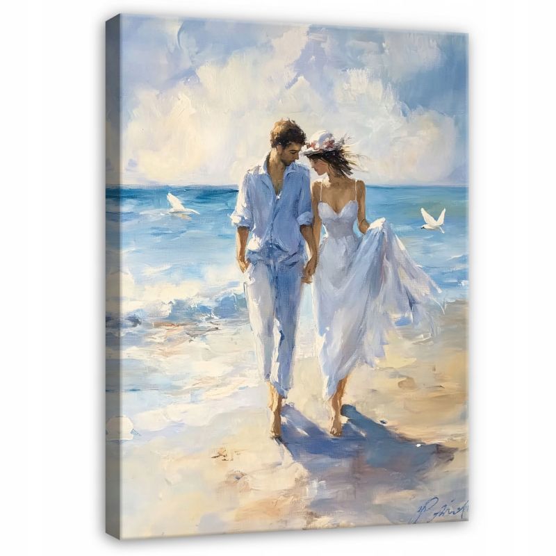 Obraz Kobieta Para Pastelowy Na Płótnie Canvas WALLARENA 100x70 cm Dekoracja Do Sypialni Salonu Kuchni 1 szt.