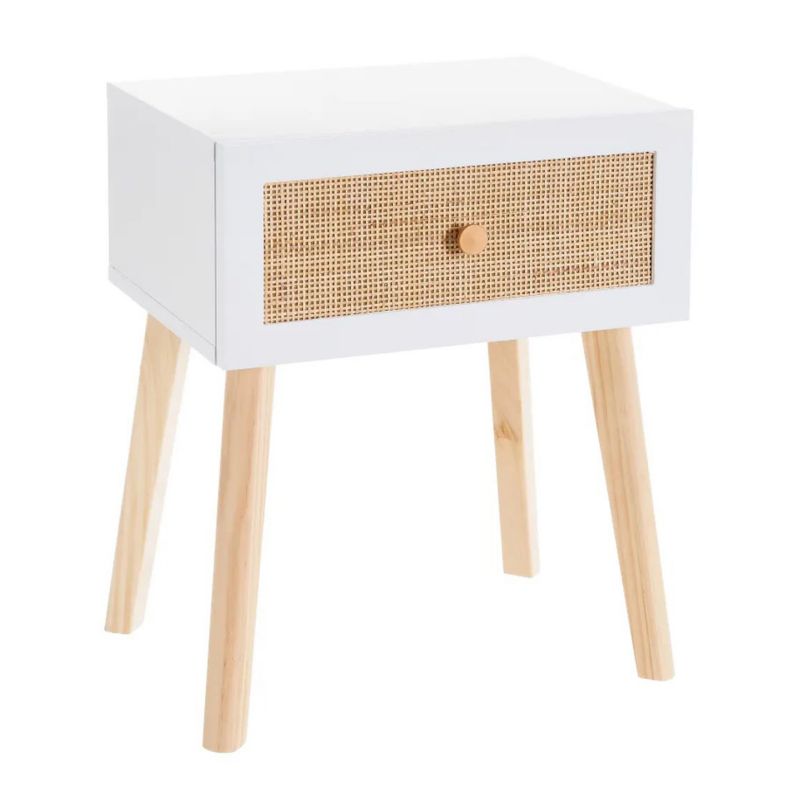 Stolik nocny z szufladką HowHomely beżowo - biały 50 cm 1 szt.