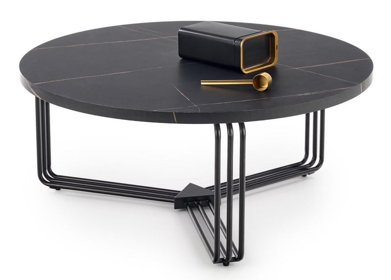 Stolik kawowy Antica Black Marble Halmar okrągły czarny 80x80x36 cm 1 szt.