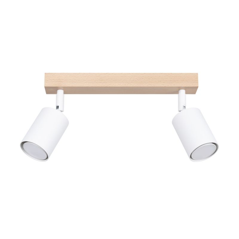 Lampa sufitowa wisząca Sollux Lighting Verdo 5187 biała i drewno listwa 2xGU10 x 1 szt.