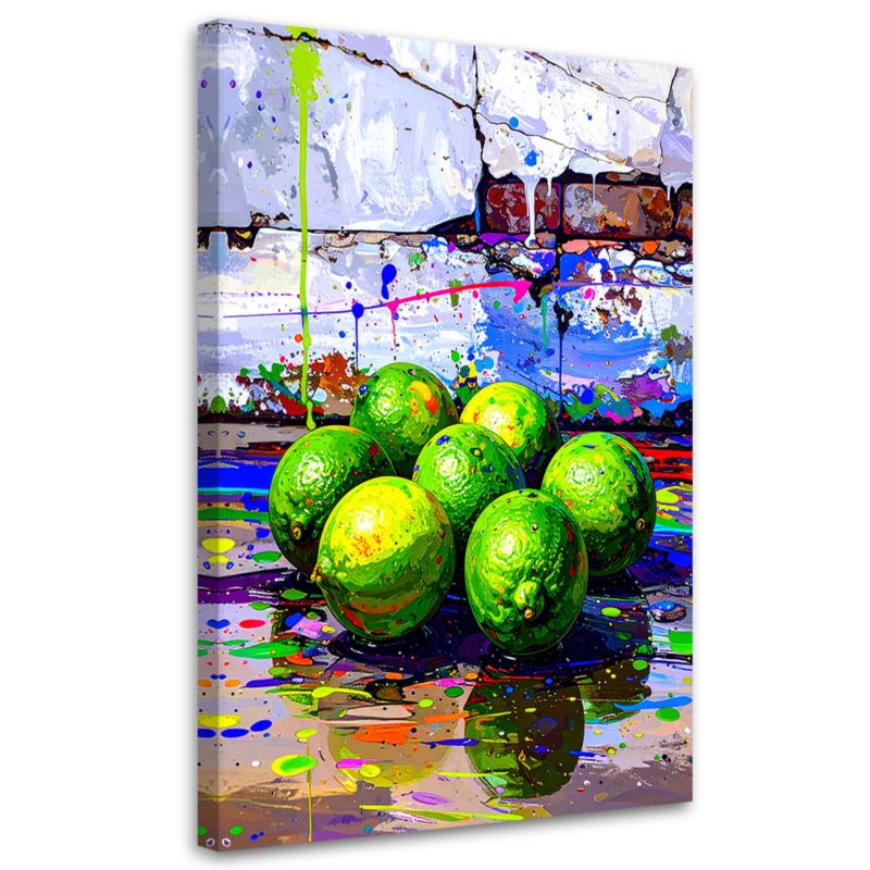 Obraz do kuchni jadalni Feeby Graffiti Limonki Cytryny Owoce 80x120cm 1szt
