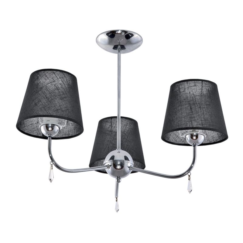 Lampa wisząca sufitowa EDYLIT żyrandol 3xE27 czarny abażur chrom glamour BRIGIT NEGRO 11-242 1 szt.