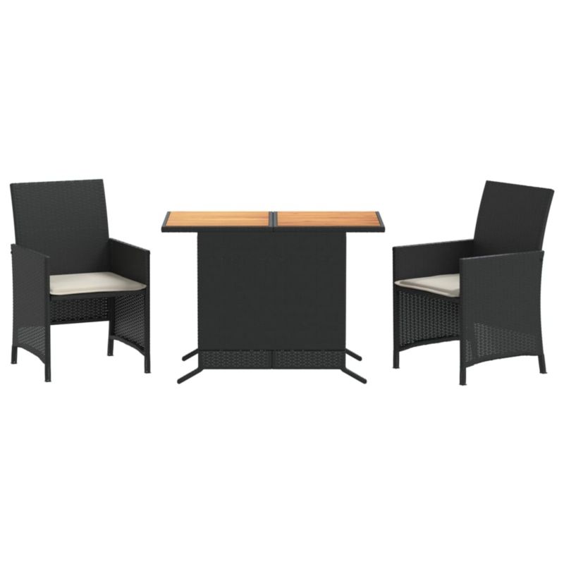 Zestaw mebli ogrodowych bistro WaszeMeble polirattan czarny z poduszkami WM-365124 1 kpl